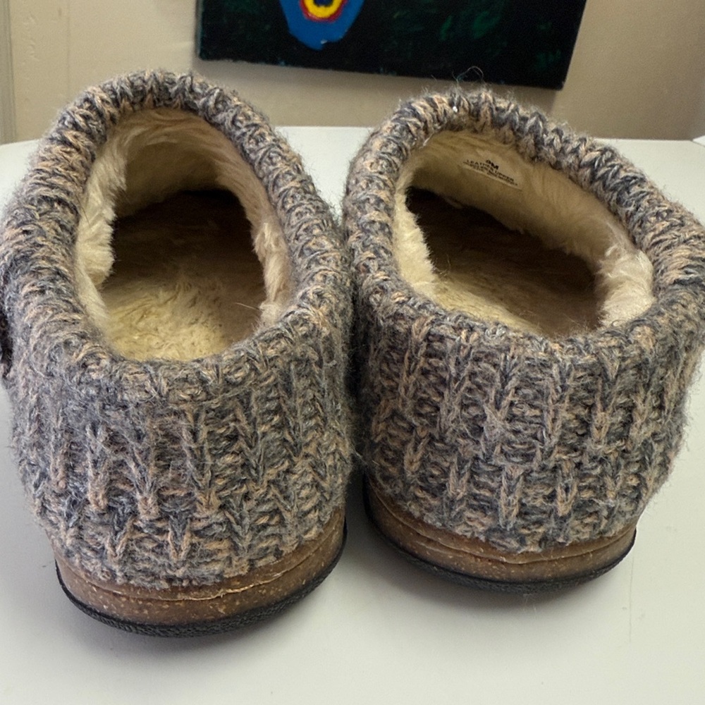 Clarks 9M Knitted Collar Clogs Suede Fur-Lined Hard-Bottom Slippers Gray EUC - Picture 7 of 9